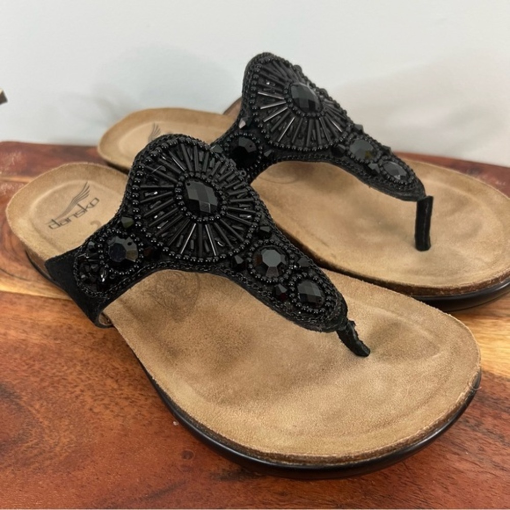Elegant Black Beaded Women's Sandals